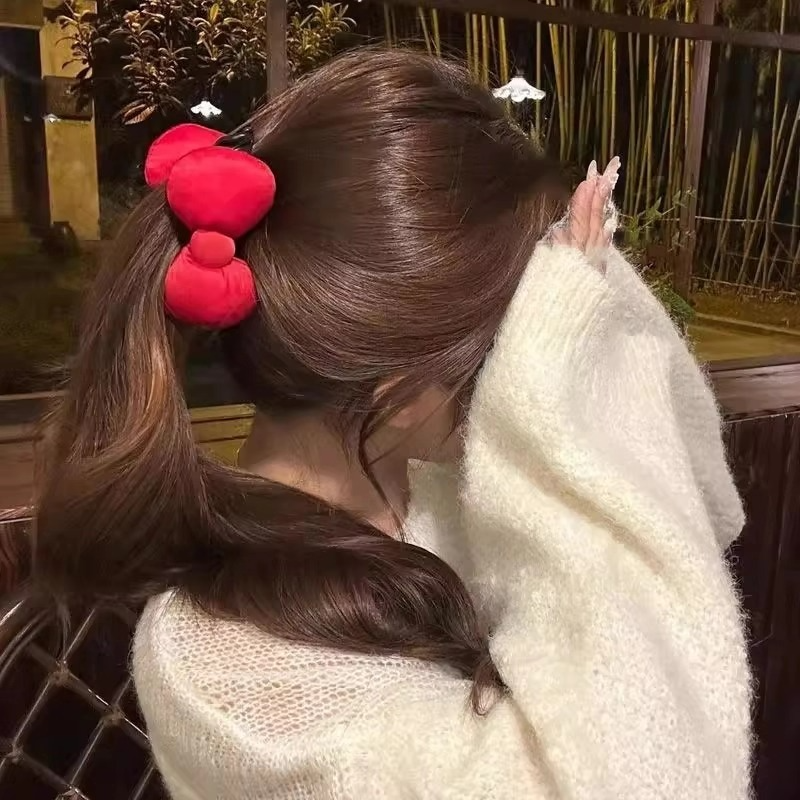 可爱显白Kitty同款蝴蝶结香蕉夹抓夹充棉高马尾半扎发头饰发饰