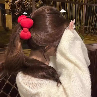 可爱显白Kitty同款 蝴蝶结香蕉夹抓夹充棉高马尾半扎发头饰发饰