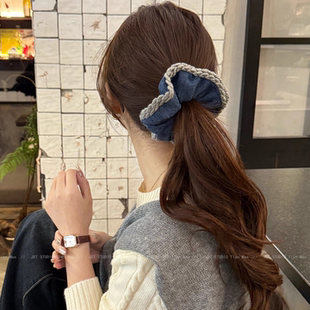 韩系秋冬编织花边布艺大肠发圈女扎头发绳不伤发高弹力耐用头发绳
