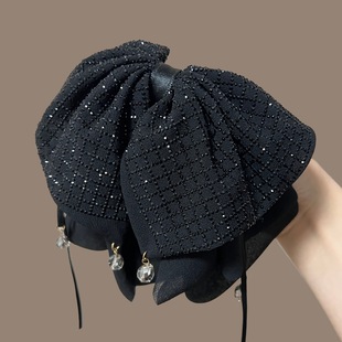 繁星高级感网纱蝴蝶结马尾夹女气质后脑勺半扎发盘发抓夹百搭头饰