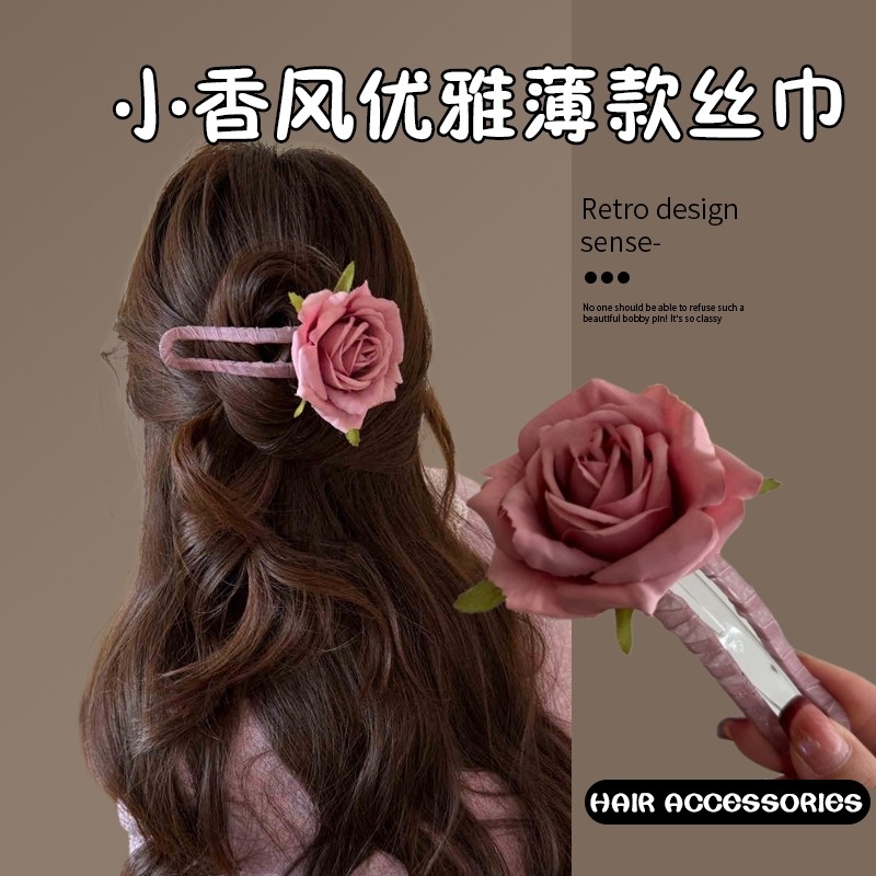 浪漫不渝仿真玫瑰花朵鸭嘴夹