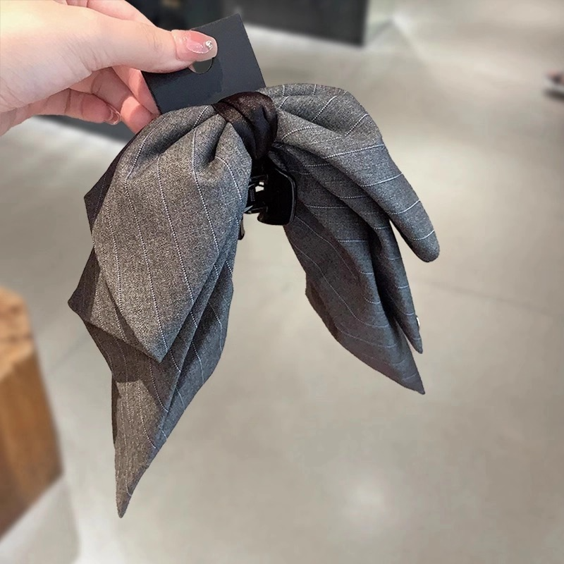 格雷系灰色条纹复古蝴蝶结马尾抓夹后脑勺时尚马尾夹发抓发夹头饰,饰品/流行首饰/时尚饰品新,发饰,淘宝优惠券,粉丝福利购,淘宝优惠卷