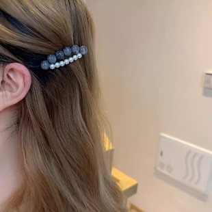 简约双拼色韩系发卡氛围感 夏季 璀璨星空 温柔大气锆石珍珠发卡