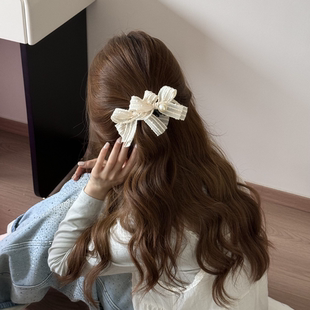 珍珠蝴蝶结发饰对夹少女美气质甜美发夹鸭嘴夹侧边刘海夹珍珠发夹