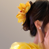 抓夹女2025新款 大号春季 氛围感森系黄色花朵发夹侧边夹度假风发饰