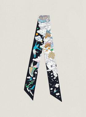 HK2025新款100%桑蚕丝丝巾twill斜纹真丝绑包丝带束发带领巾飘带