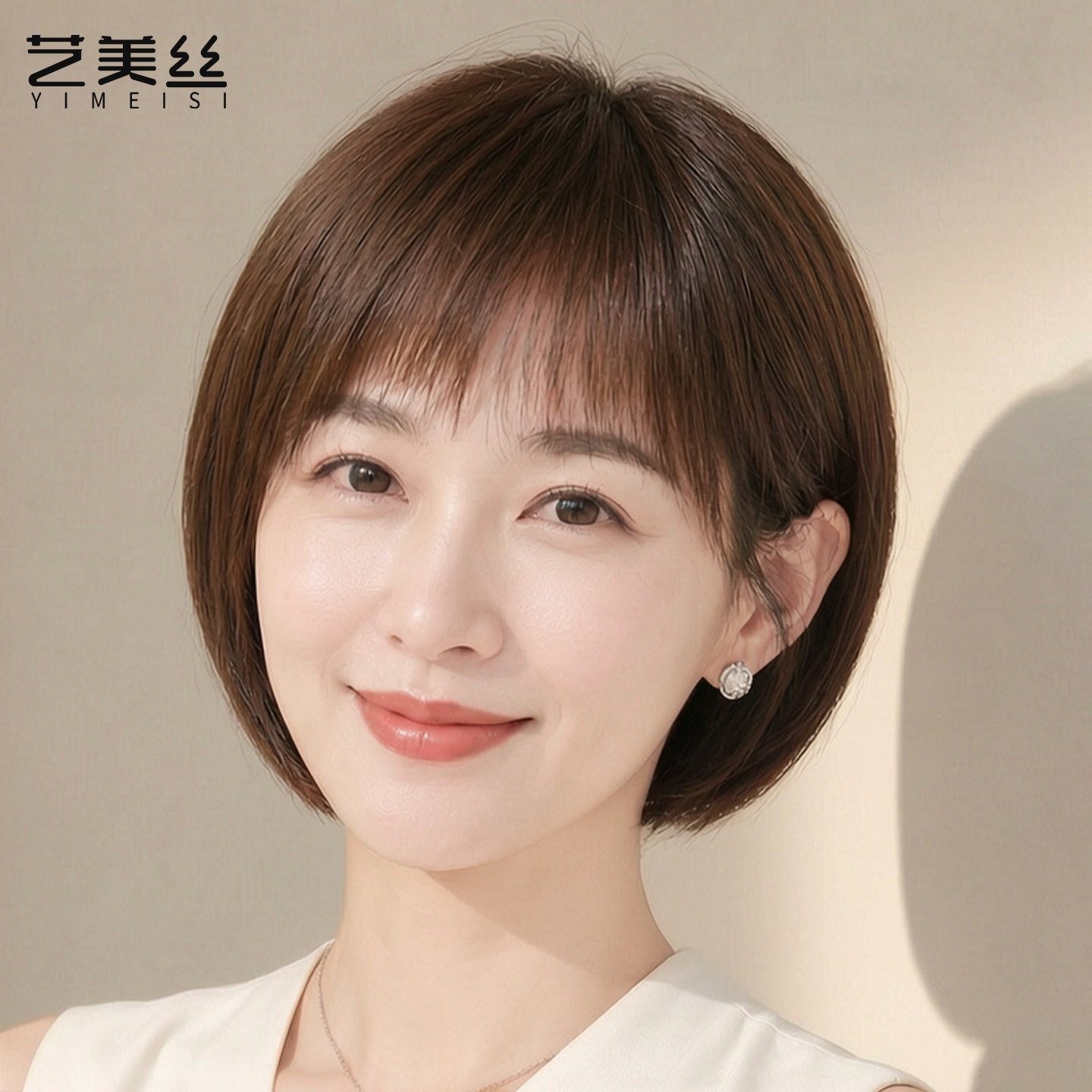 夏季薄款自然波波头发日常短发假发女全头套真人发丝中老年妈妈款图片