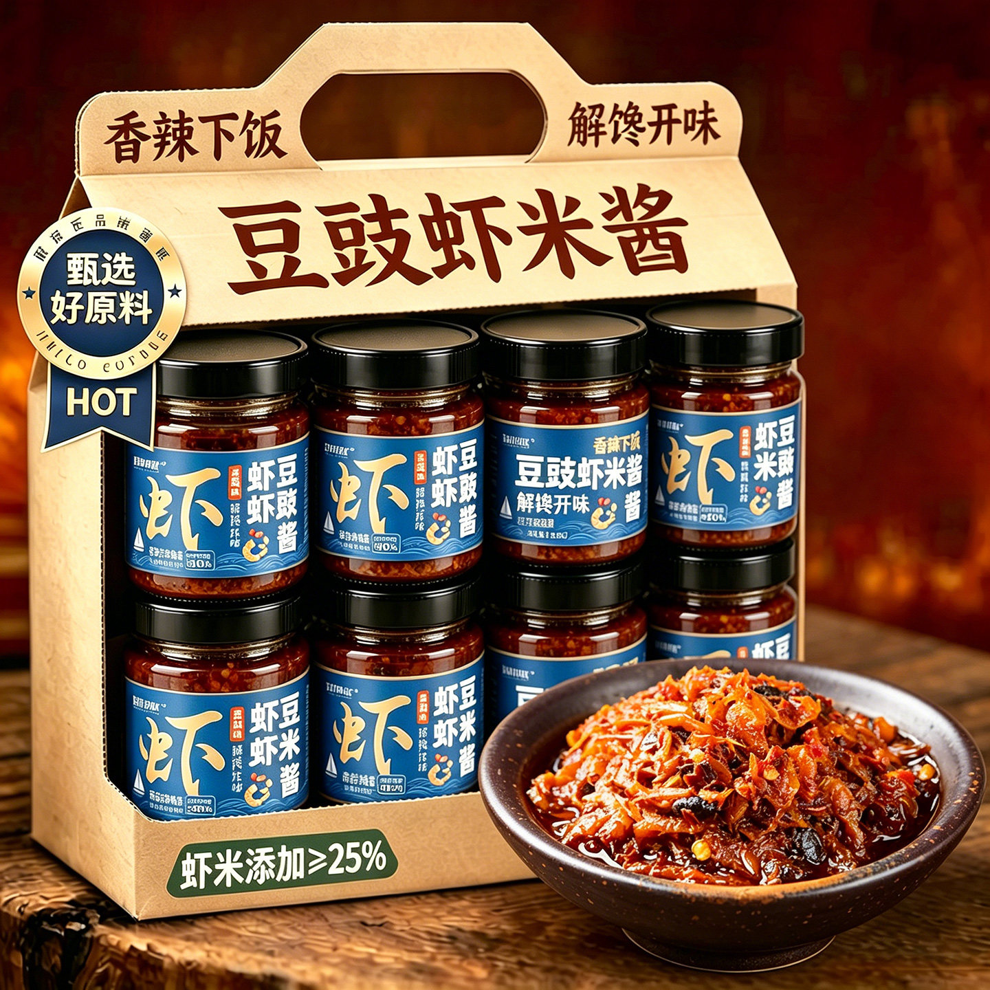 香辣豆豉虾米酱下饭拌面开胃