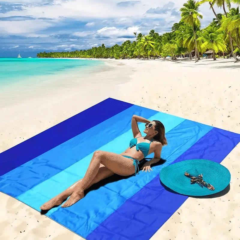 1pc Oversized Waterproof Beach Blanket for 4-7 Adults - Quic