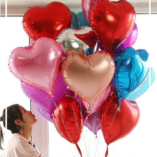 10pcs Foil Heart Inflatable Balloon Helium Balloons