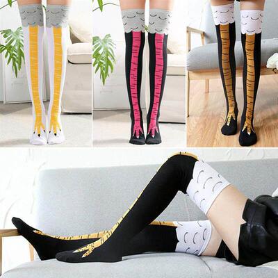 Christmas Funny Gift Chicken Women High Socks Cartoon