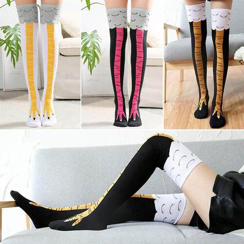 Christmas Funny Gift Chicken Women High Socks Cartoon