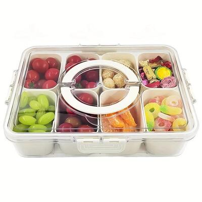4Grid /8 Grid Snack Box Container, Portable Travel Charcuter