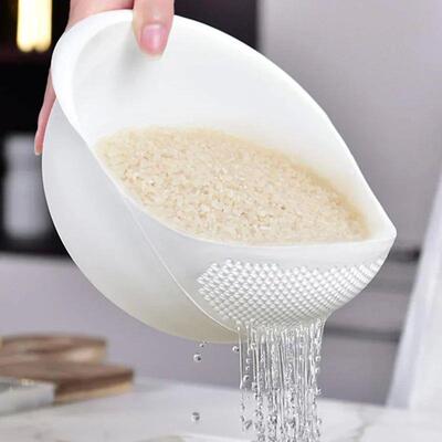 1PC-Silicone Colander Rice Bowl Drain Basket Fruit Bowl Wash