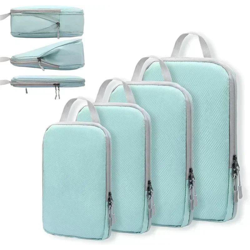 4Pcs Travel Compression Packing Cubes Bag Portable Suitcase