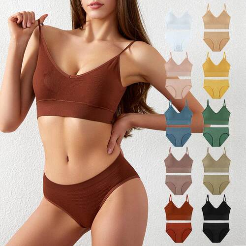 Women Bra & Brief Panties Set Push Up Sports Bra Set G-Strin