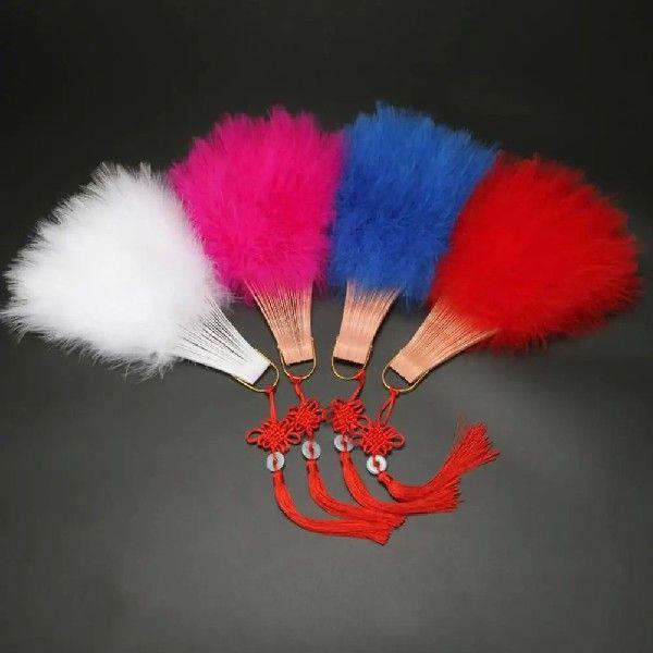 Furry Champagne Fan Tassels Pendant Plush Hollow Carved