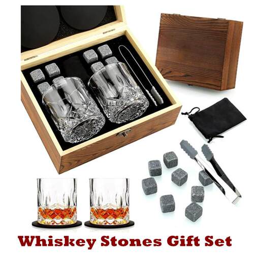 Whiskey Stones Glass Gift Set Chilling Whiskey Rocks