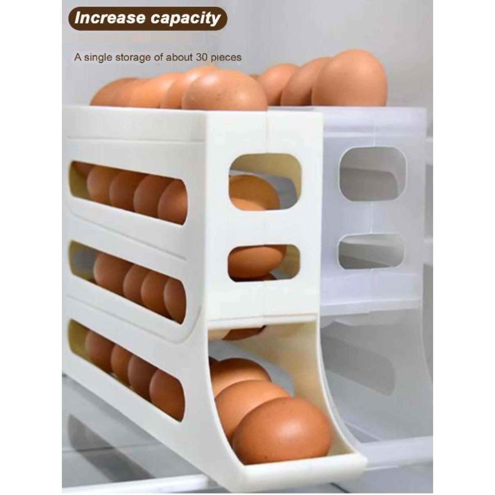 4 Kitchen Automatic Rolling Egg Organizer自动滚动鸡蛋收纳器