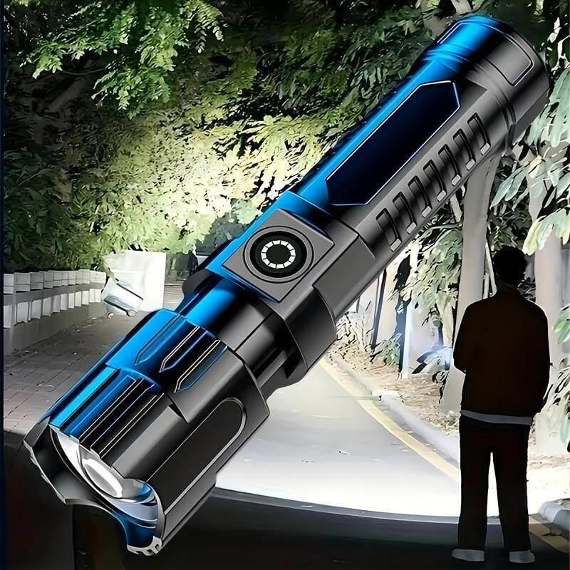 便携充电远射ABS强光调焦手电筒户外迷你LED多功能变焦Flashlight - 实物图