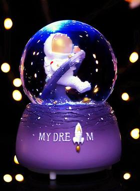 Couple gifts crystal ball music box lit snow sky city music