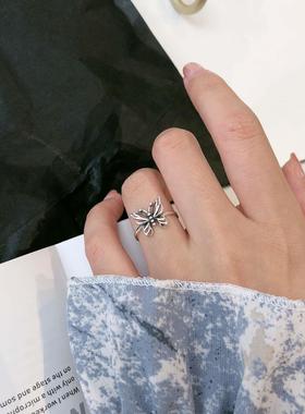 925 Sterling Silver Butterfly Ring Female Sweet Retro Joint