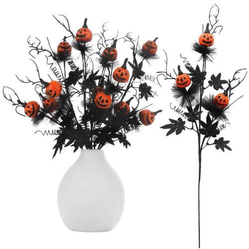 Halloween Decor Artificial Pumpkin Maple Leaf Floral Stems B