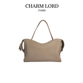 CHARMLORD女士过夜包拉德芳斯大号牛皮托特包大容量单肩包旅行包