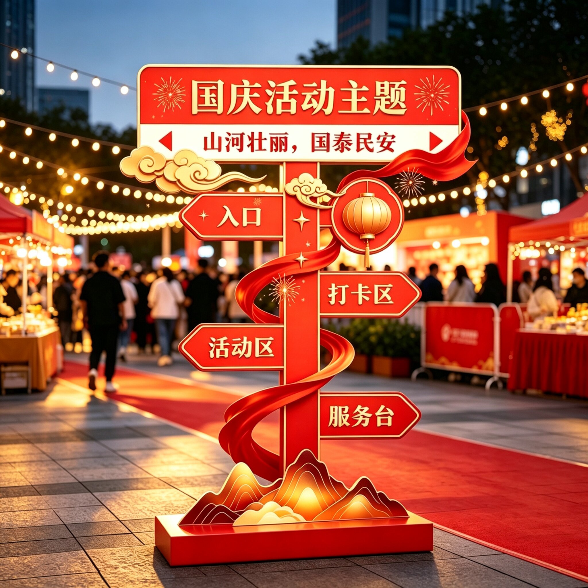 国庆节定制kt打卡指示牌景区公园商业广场节日主题活动导向标识牌