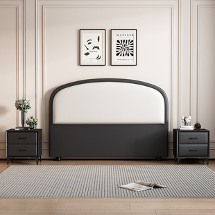 一体床头板软包靠背护腰床头单买卖落地猫抓皮定制 奶油风2025新款