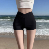 黑色短裤 白 外穿热裤 女夏2025新款 高腰弹力百搭辣妹包臀休闲三分裤