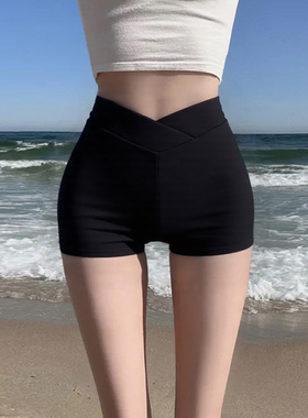 黑色短裤女夏2025新款高腰弹力百搭辣妹包臀休闲三分裤外穿热裤白