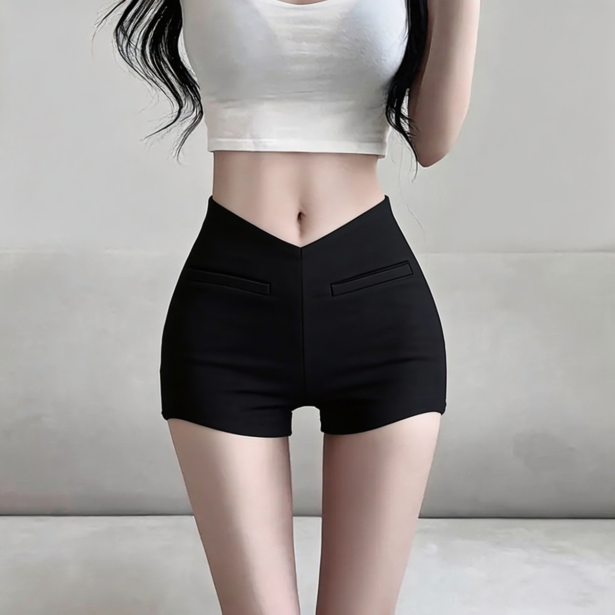 黑色短裤女夏新款2026韩版高腰百搭辣妹包臀三分裤紧身外穿热裤潮