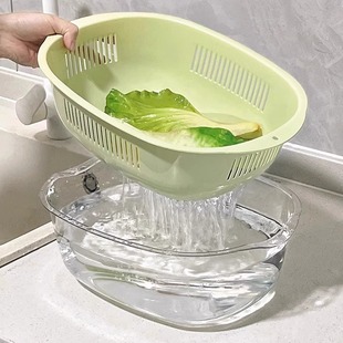 双层洗菜盆沥水篮厨房洗水果滤水洗菜篓多功能客厅家用水果盘简约