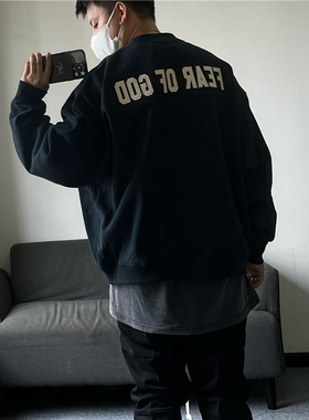 高街fog5th重磅高品质背后刺绣字母加厚overSize男女宽松套头卫衣