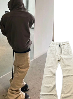 RO风格五星芒飘带拖地堆积喇叭牛仔裤显瘦阔腿大喇叭男女休闲长裤