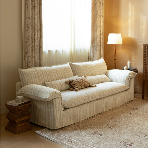 野柿子小姐奶油风可拆洗布艺沙发