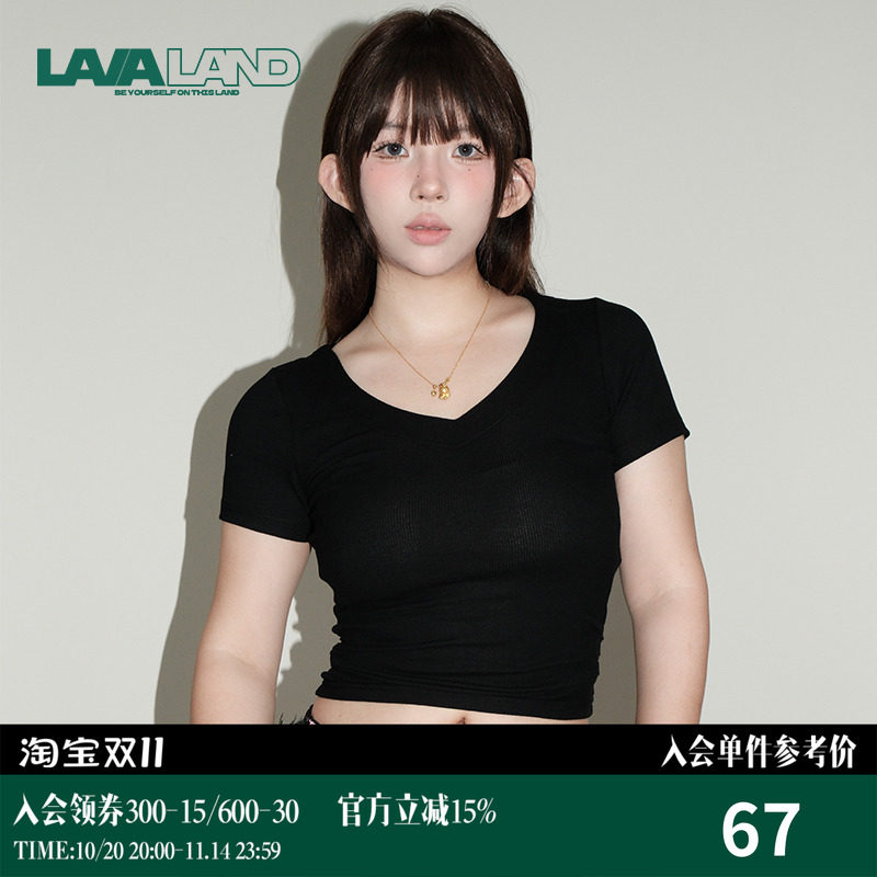 【沙漏腰加长版2.0】LAVALAND褶皱正肩T恤短袖2.0升级版新领口