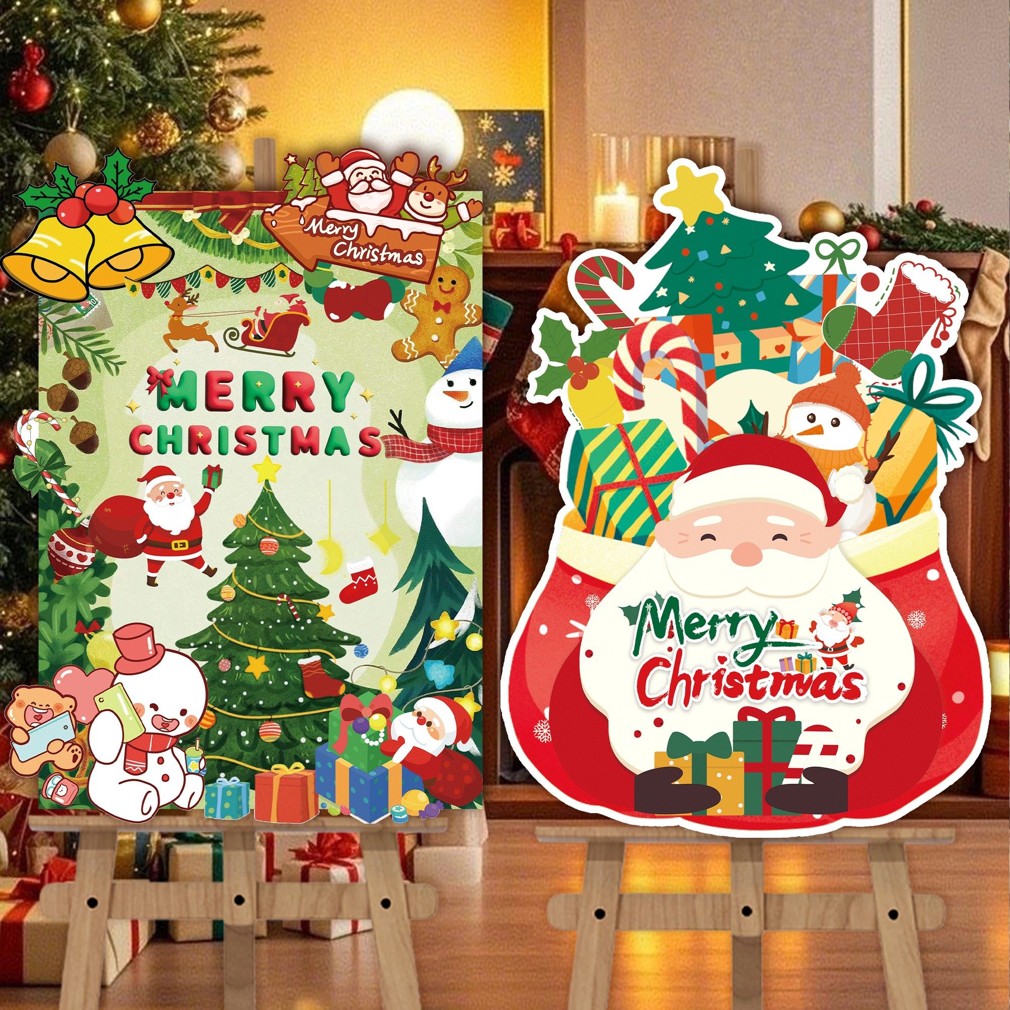 圣诞节氛围装饰迎宾牌商场店铺活动签到学校教室派对场景布置KT板,节庆用品/礼品,装扮布置套餐,淘宝优惠券,粉丝福利购,淘宝优惠卷