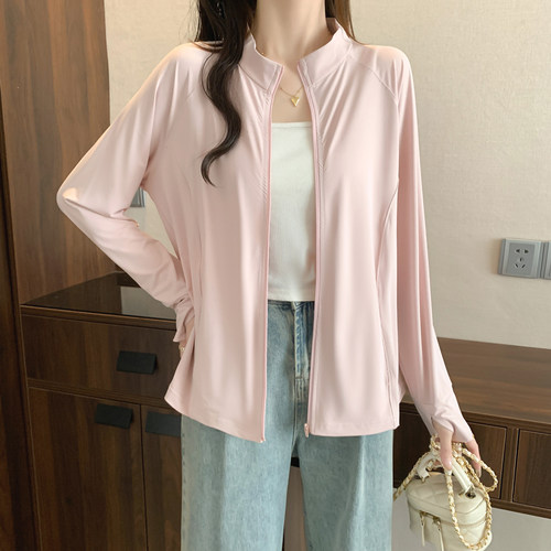 日本进口MUJIΕ翠袖大码冰丝防晒衣女款夏季2025新款胖mm立领防晒