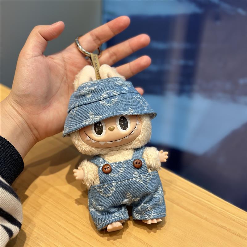 1/2/3代labubu挂件衣服17cm搪胶公仔服装拉布布背带坐坐派对娃衣
