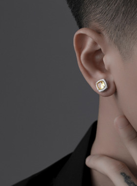 方糖耳钉潮男原创设计小众高级感耳钉女气质耳环轻奢高级感优雅