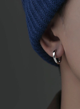 莫比乌斯s925银耳环男士潮流耳饰女小众设计感高级感耳坠爆款耳圈