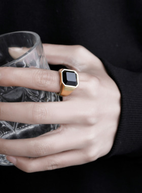 男钛钢人工宝石嘻哈潮流镶嵌宝石