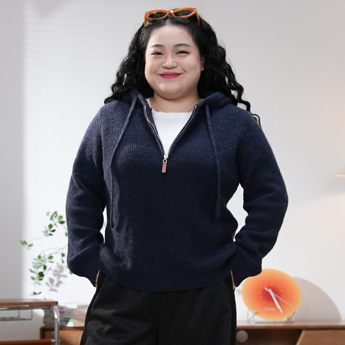 福饮沸别【半口蓝莓】冬季大码胖MM休闲连帽慵懒半拉链毛衣25130,女装/女士精品,毛衣,淘宝优惠券,粉丝福利购,淘宝优惠卷