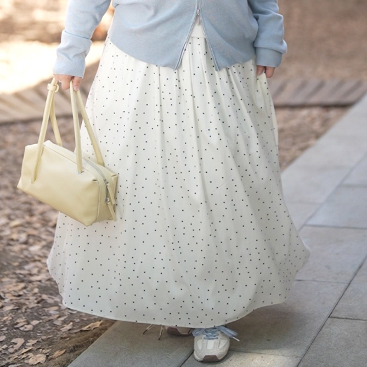 福饮沸别【波点梦语】大码显瘦胖MM新款小清新白色波点半身裙2155