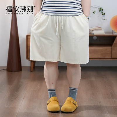 福饮沸别【柔棉细条】大码显瘦胖MM基础休闲百搭夏日短裤D0302