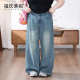 宽松复古直筒阔腿牛仔裤 福饮沸别 胖mm新款 大码 261065 日落山谷