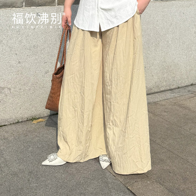 福饮沸别【茶韵诗意】大码胖MM百搭通勤禅意中式休闲阔腿裤2332