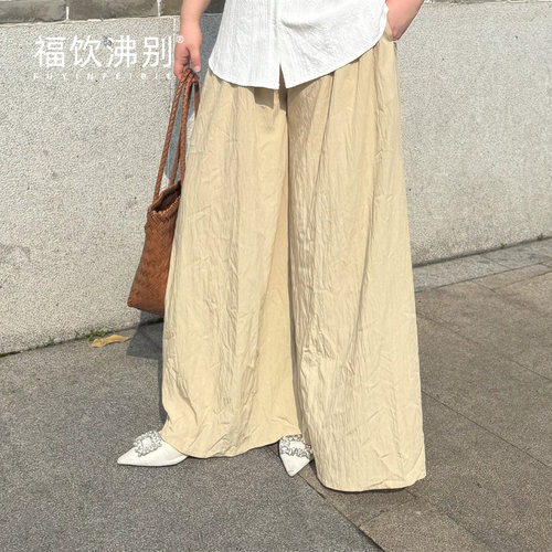 福饮沸别【茶韵诗意】大码胖MM百搭通勤禅意中式休闲阔腿裤2332